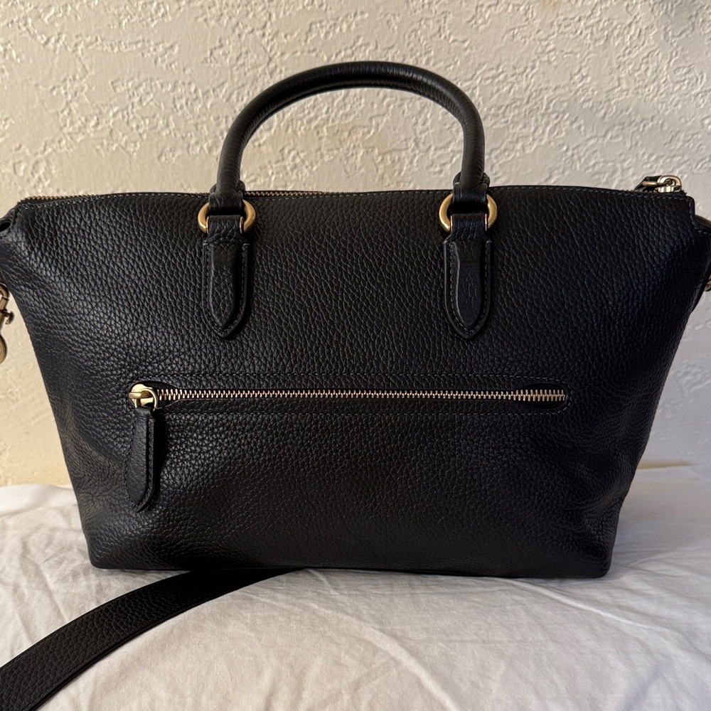 Coach CARA black Pebbled Leather Satchel Gold Hardware and Detachable strap - Picture 3 of 10